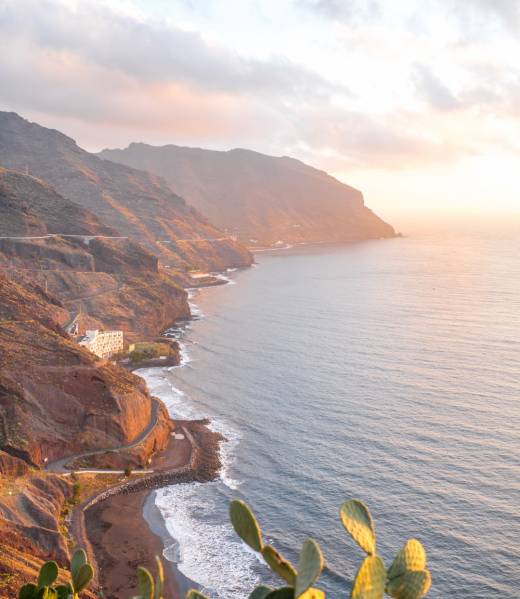 Aerial view on coastline near Santa Cruz de Tenerife in Anaga park on Canary island